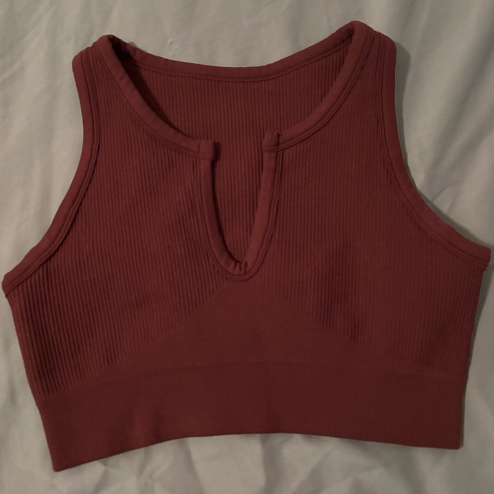 Ribbed Brown Crop Top